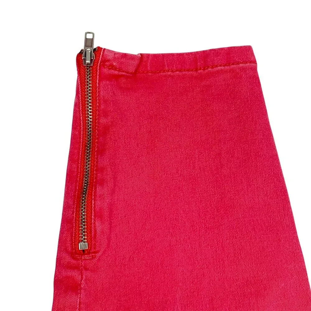 Torrid Stiletto Cropped Skinny Jeans Red Poppy Stretch Denim Zipper Ankle 14 R